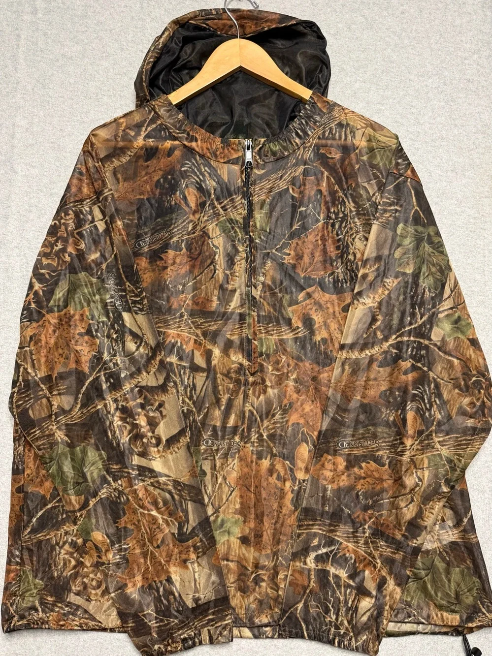 Cabela’s Vintage Seclusion 3D Camo Mesh Hunting Jacket Men’s L Hooded 1/2 Zip